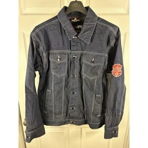 Vtg Red Ape Denim Jacket XL Dark Wash‎ Contrast Stitch Patch Y2K Hip Hop